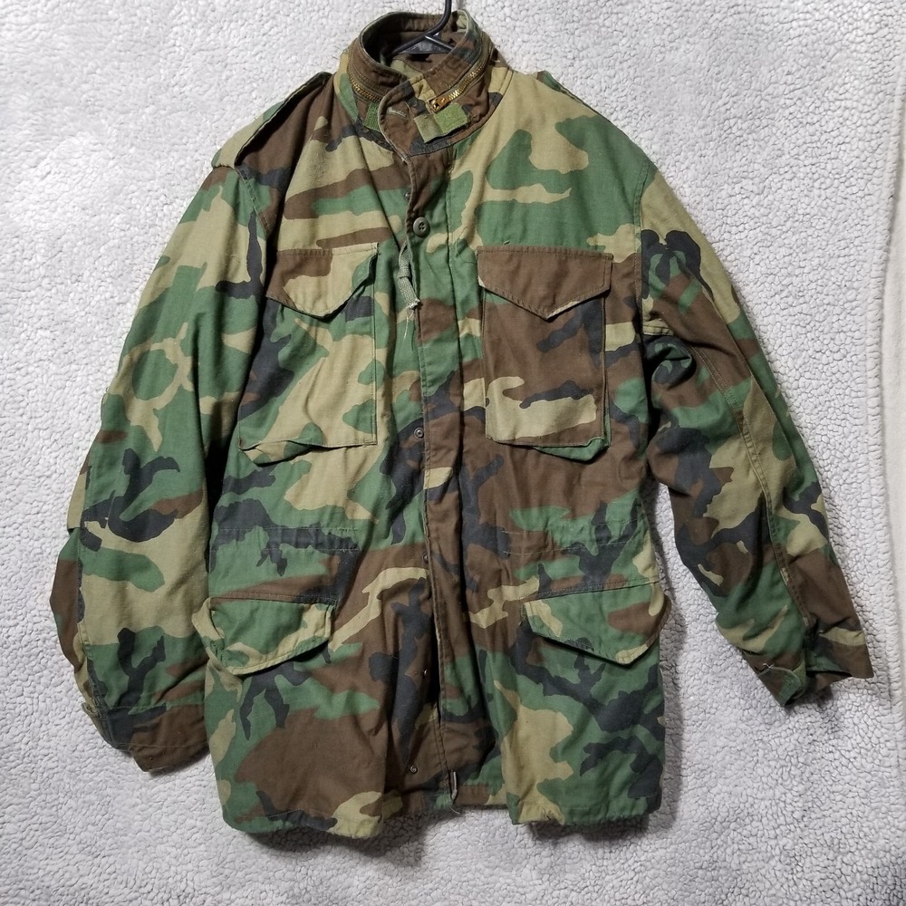 Original M65 Field Jacket Woodland Camo Made In USA  Size Small Long‎